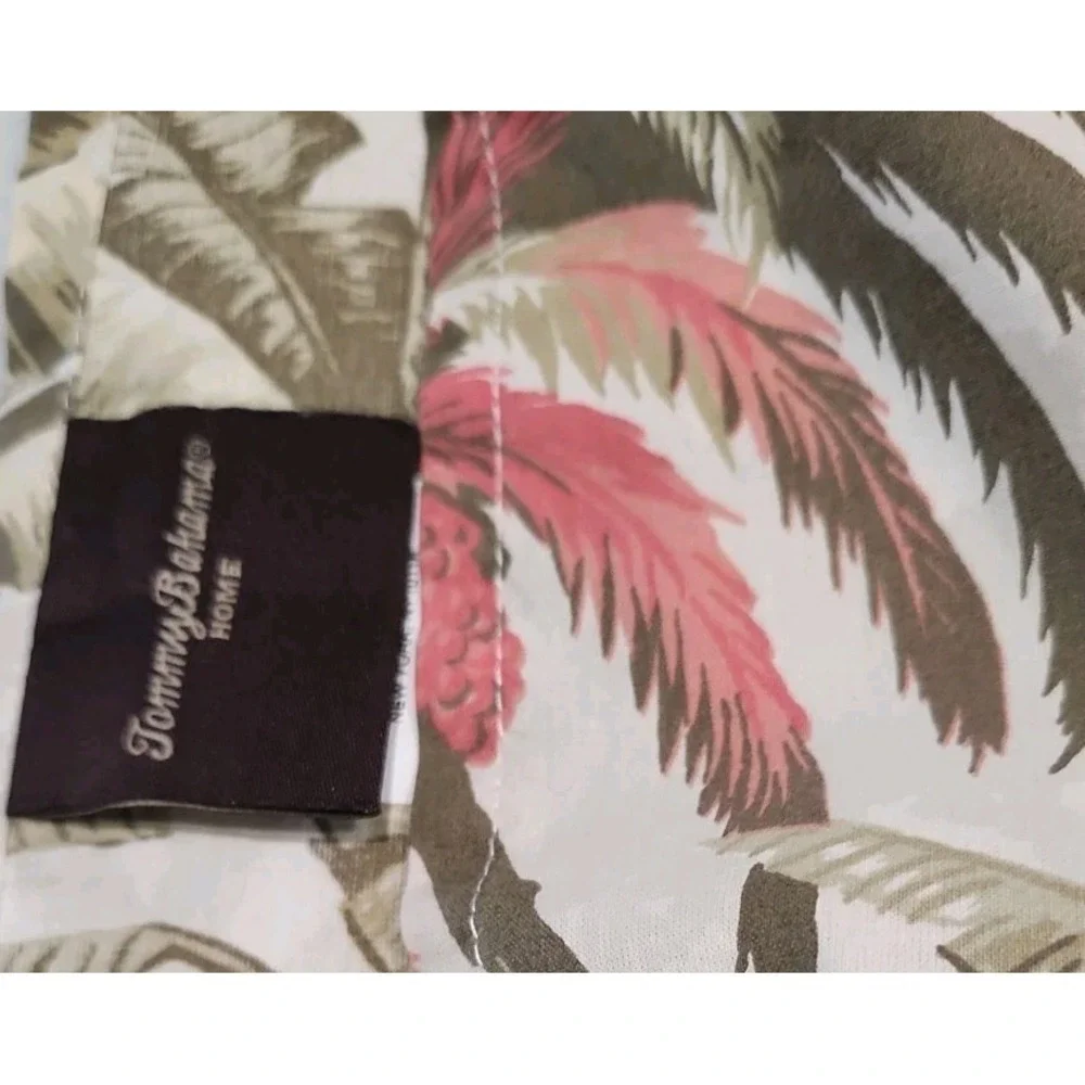2/Tommy Bahama Bonny Cove KING SHAMS Palm Orchid Tropical Beach Beige Pink Green